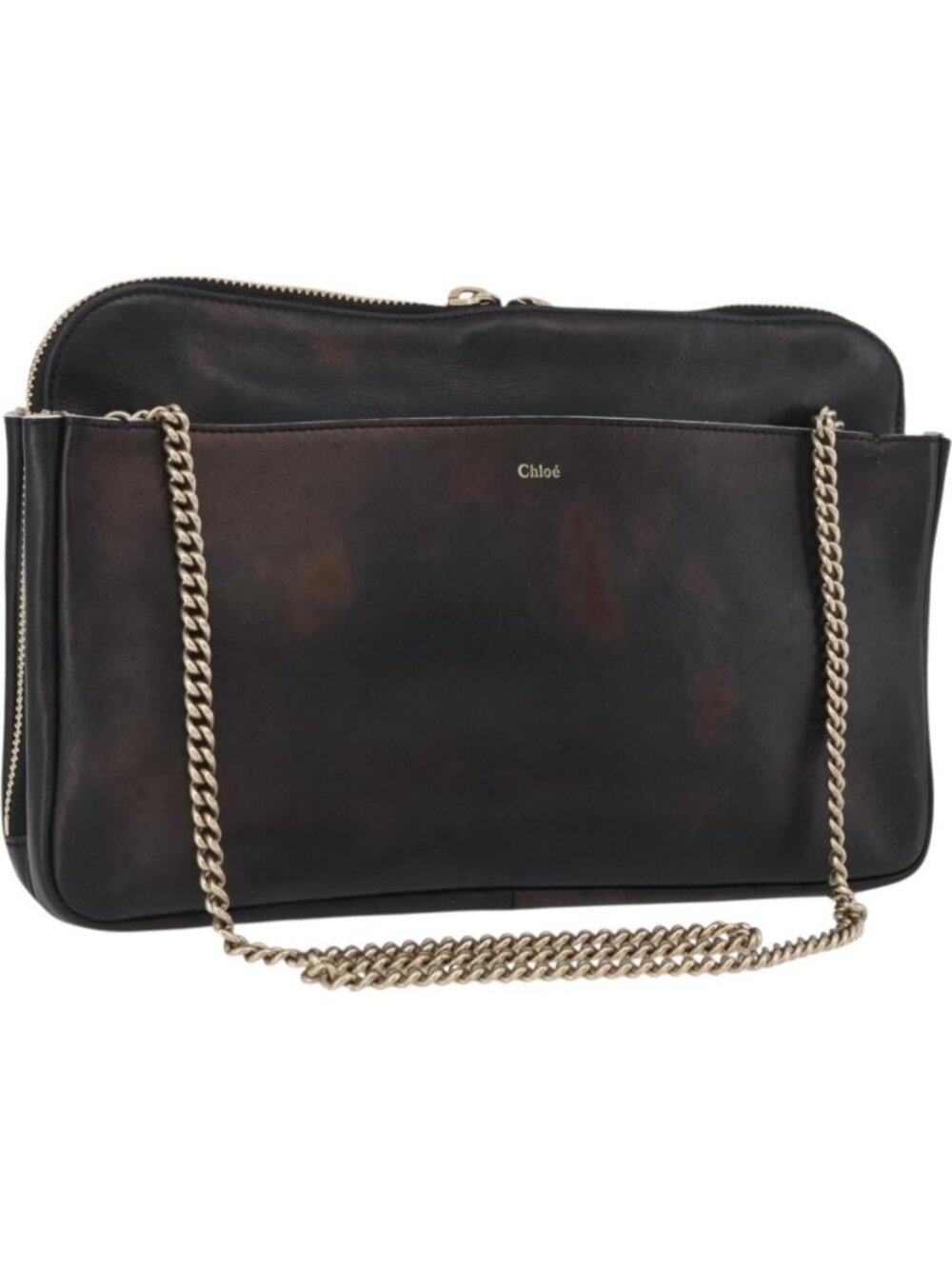 Chloe Chain Shoulder Bag Leather Bronze Gold